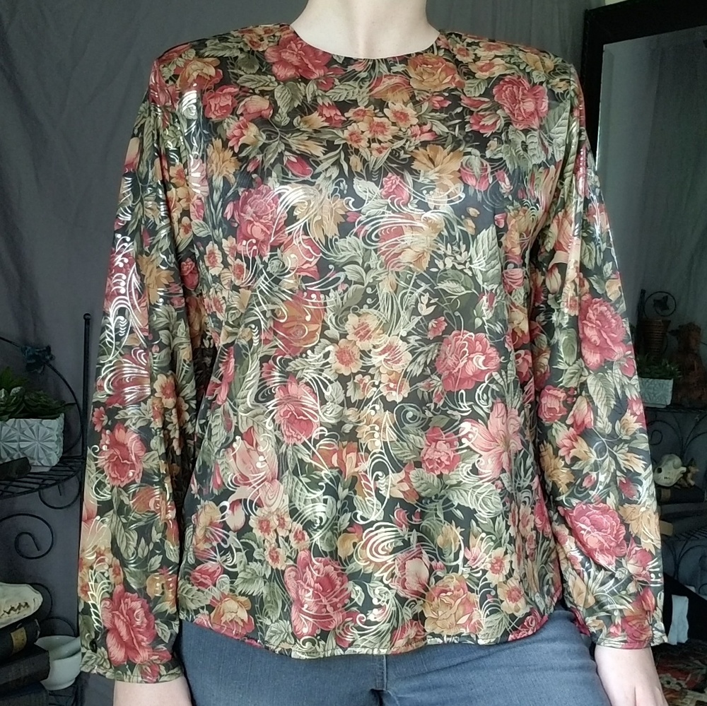 Vintage Dina Ariel Floral Long Sleeve Blouse